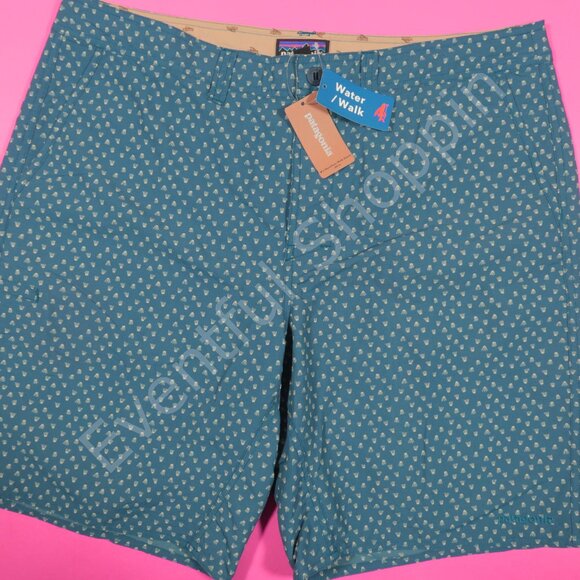 Patagonia Wavefarer Walk Shorts 20" in Micro Medusa: Big Sur Blue Size 38 - Picture 1 of 9